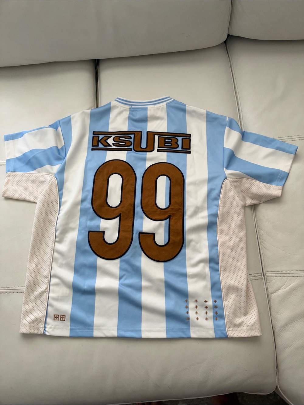 Ksubi Kids Light Blue & White Striped '99' Jersey with Gold Logo